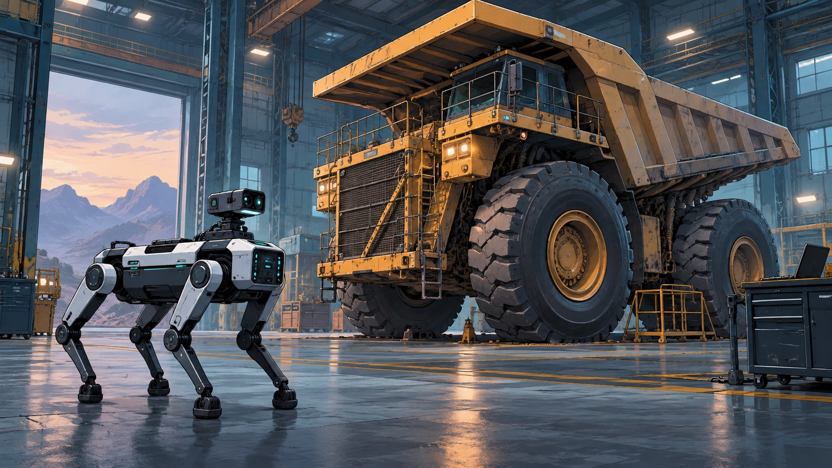 Conceptual illustration of industrial automation, not an ANYbotics product photograph