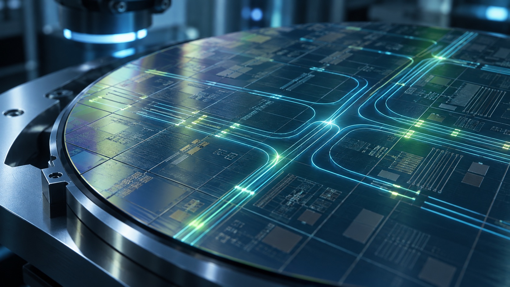 Conceptual illustration of silicon and optical pathways