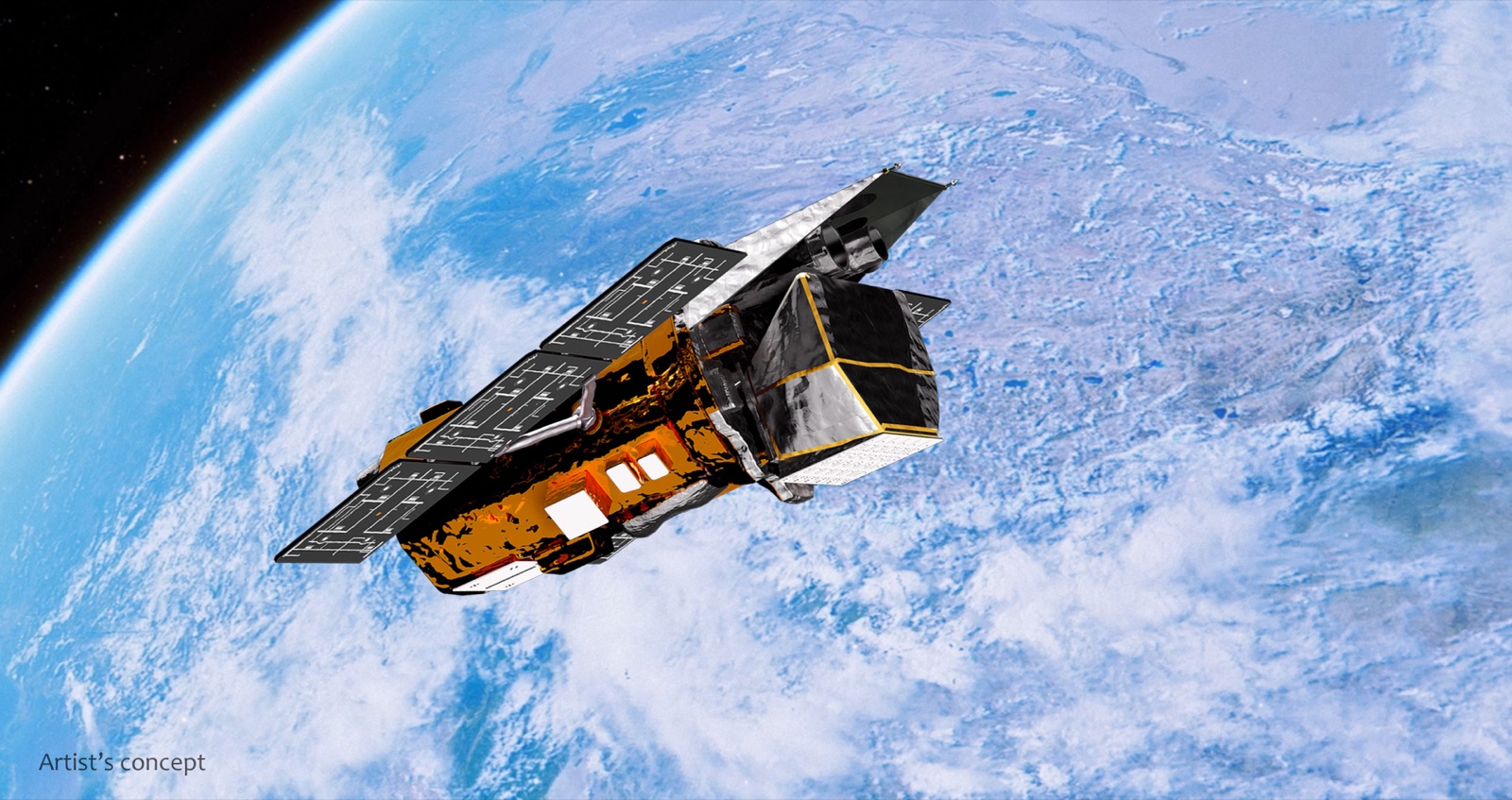 NASA artist’s concept of the Swift observatory above Earth; not a photograph of re-entry